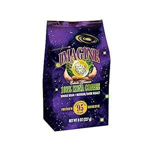 コナオーガニックコーヒー豆を想像してください アラビカ種コナ豆 最高級空煎り ミディアムダークロースト オーガニック全粒豆 - 8オンス Imagine 100% Kona Coffee Imagine Kona Organic Coffee Beans Arabica