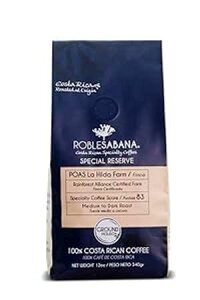 Roblesabana Coffee Roblesabana Poas Specialty Costa Rican Coffee - SPECIAL RESERVE - Direct Trade, Rainforest Alliance Certified Farm. Roasted at origin, Medium Roast. Whole Bean. 12 oz