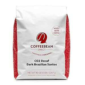 R[q[_CNg CO2 fJtF _[N uWA TgX SA5 |h Coffee Bean Direct CO2 Decaf Dark Brazilian Santos Whole Bean, 5-Pound Bag