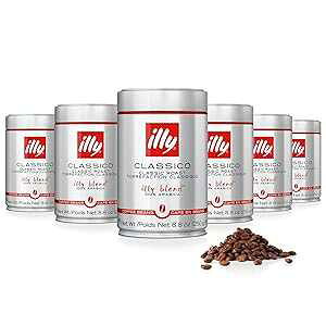 illy Whole Bean Coffee - Perfectly Roasted Whole Coffee Beans Classico Medium Roast - with Notes of Caramel, Orange Blossom & Jasmine - 100% Arabica Coffee - No Preservatives 8.8 Ounce, 6 Pack