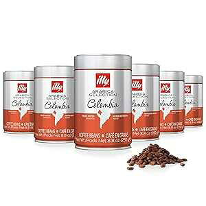 illy Whole Bean Coffee - Perfectly Roasted Whole Coffee Beans Colombia Medium Roast Smooth Taste, Notes of Fruit Fruit Notes - 100% Arabica Coffee - No Preservatives 8.8 Ounce, 6 Pack