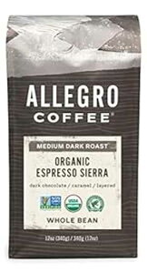 Allegro Coffee I[KjbN GXvb\ VG SR[q[A12 IX Allegro Coffee Organic Espresso Sierra Whole Bean Coffee, 12 oz