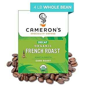 Cameron's Coffee [XgSI[KjbN fJtF t` [XgA4 |h (1 pbN) Cameron's Coffee Roasted Whole Bean Organic Decaf French Roast, 4 lb (Pack of 1)
