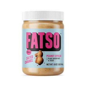 FATSO Crunchy Salted Caramel Peanut Butter - Natural Nut Spread w/Plant-based Seeds & Superfats - Keto-friendly, Gluten-free & Sugar-free Protein Butter - (16oz Jar)