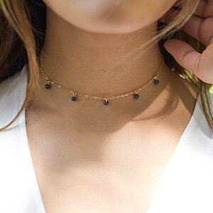 {w~A Tt@CA r[Y hbv `[J[ lbNX 14K S[h tB - 12 C`A2 C`̒߉\ȃGNXe_[t - 9 ̒a Luna Tide Boho sapphire bead drop choker necklac