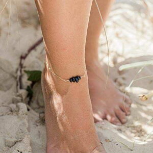 14K �S�[���h�t�B���h�̃T�t�@�C�A�r�[�Y�o�[�A���N���b�g - �{���̕�� Sapphire Bead Bar Anklet in 14K Gold Fill - Genuine Gemstone