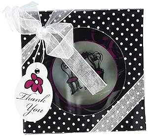 Artisano Designs Bistro for Two Round Glass Coaster Favors in Designer Gift Box, Set of 4