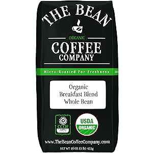 The Bean Coffee Company The Bean Organic Coffee Company Breakfast Blend, Medium Dark Roast, Ground Coffee, 16-Ounce Bags (Pack of 2), Caf molido tostado org nico