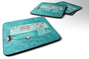 Caroline's Treasures Welcome to the Trailer tH[R[X^[ (4 Zbg)A 3.5 C` x  3.5 C`A}`J[ Caroline's Treasures Welcome to the Trailer Foam Coasters (Set of 4), 3.5" H x 3.5" W, Mult