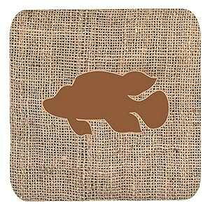 Caroline's Treasures Fish-Tropical Fish �����z�ƃu���E���t�H�[���R�[�X�^�[ (4 ���Z�b�g)�A���� 3.5 �C���` x �� 3.5 �C���`�A�}���`�J���[ Caroline's Treasures Fish-Tropical Fish Burlap and Brown Foam Coasters (Set of 4), 