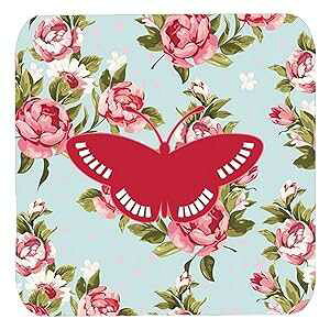 Caroline's Treasures o^tC Vr[VbN u[[Y tH[R[X^[ (4Zbg) 3.5C` x 3.5C` }`J[ Caroline's Treasures Butterfly Shabby Chic Blue Roses Foam Coasters (Set of 4)