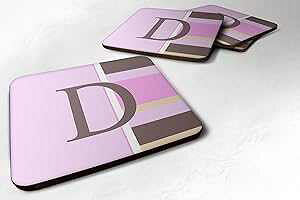 Caroline's Treasures mO sN XgCv tH[R[X^[ (4 Zbg)A DA 3.5 C` x  3.5 C`A}`J[ Caroline's Treasures Monogram-Pink Stripes Foam Coasters (Set of 4), I