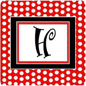 Caroline's Treasures ���m�O�������b�h �u���b�N ���ʖ͗l �t�H�[���R�[�X�^�[ (4���Z�b�g)�A������ H�A���� 3.5 �C���` x �� 3.5 �C���`�A�}���`�J���[ Caroline's Treasures Monogram-Red Black Polka Dots Foam Coaste