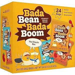 Enlightened Bada Bean Bada Boom Plant-Based Protein, Gluten Free, Vegan, Crunchy Roasted Broad (Fava) Bean Snacks, 110 Calorie Packs, The Classic Box Variety Pack, 1 Ounce (Pack of 24)