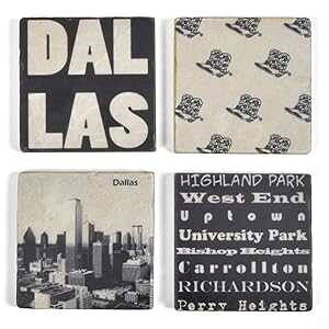 Studio Vertu Dallas 嗝΃R[X^[AƔA4 Zbg Studio Vertu Dallas Marble Coasters, Black and White, Set of 4