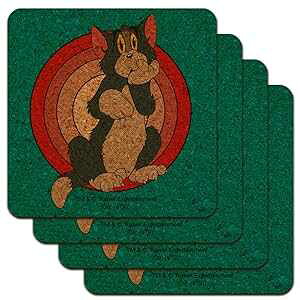 gƃWF[ g LN^[ [vt@C mxeB RN R[X^[ Zbg GRAPHICS & MORE Tom and Jerry Tom Character Low Profile Novelty Cork Coaster Set
