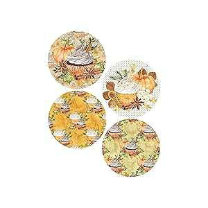 The Painted Pug Fall Coasters Pumpkin Everything Hello Fall Farmhouse Cute Neoprene Set of 4 Handmade from The ted Pug (Pumpkin Spice, Neoprene)