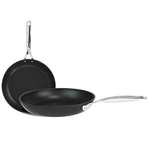Cristel Castel Pro Ultralu �m���X�e�B�b�N 8 �C���`����� 9.5 �C���` �t���C�p�� 2 �Z�b�g Cristel Castel Pro Ultralu Set of 2 Non-Stick 8 Inch and 9.5 Inch Frying Pans