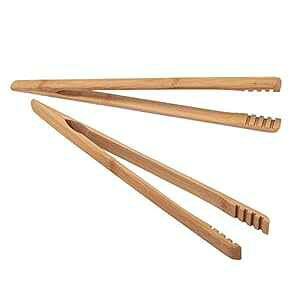 |g[XggO2{A10.2C`̖ؐg[X^[gOA~߃fUCAHpR[eBOŒpgOAɗD DUJEN 2 Pieces Bamboo Toast Tongs, 10.2 Inches Long Wood Toaster Tongs wi