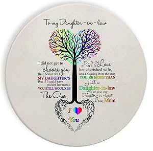 Hat Shark Ceramic Stone Coaster Coasters Set of Four - to My Daughter in Law Wife of Daughter Tree Heart Rainbow Sweet Sayings