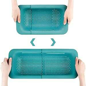 ܂肽݃ULb`g\ȃXg[i[ʕؖ˃pX^HiroXPbgȃXy[XVÑ|[^u؂ (O[) WYOK Collapsible Colander Kitchen Extendable Strainer Fruits Vegetabl