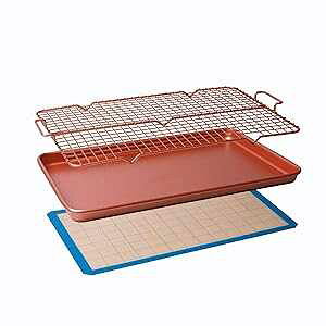 CasaWare ɋƖpd 15 x 10 x 1 C` NbL[V[g/pObh/VR}bgϔMMZbg 3  ([YS[he) CasaWare 3pc Ultimate Commercial Weight 15 x 10 x 1-inch Cookie Sheet/Cooling Grid/