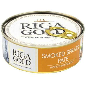 Smoked Sprats Pate Riga Gold (8.5 Ounce / 240 Gram) Imported from Latvia (Pack 3)