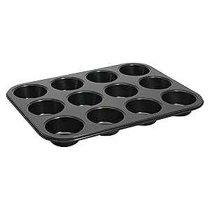 Winco 12-Cup Non-stick Muffin and Cupcake Pan, Tin Plated,Black