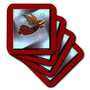 3dRose CST_6685_1 Rejoice Angel-Christmas Art 5-�\�t�g�R�[�X�^�[�A4���Z�b�g 3dRose CST_6685_1 Rejoice Angel-Christmas Art 5-Soft Coasters, Set of 4