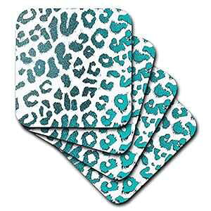 3dRose cst_30862_3 eB[ O[ WG qE Aj} vg t@bV Z~bN ^C R[X^[A4 Zbg 3dRose cst_30862_3 Teal Green Jewel Leopard Print Animal Prints Fashion-Ceramic T