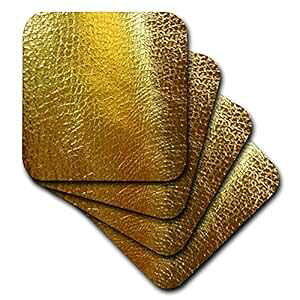 3dRose CST_33370_3 �t�F�C�N�S�[���h �X�l�[�N�X�L�� �Z���~�b�N �^�C�� �R�[�X�^�[�A4 ���Z�b�g 3dRose CST_33370_3 Faux Gold Snakeskin Ceramic Tile Coasters, Set of 4