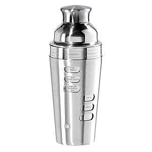 OGGI Dial A Drink Cocktail Shaker-23oz Stainless Steel Shaker, 8 Recipes, Stainless Steel Lid has Built In Strainer, Ideal Cocktail Mixer, Martini Shaker, Margarita Shaker & More, Stainless