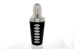 Trudeau Elite Recipe Cocktail Shaker, 20 oz, Black/Stainless