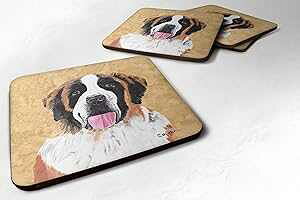 Caroline's Treasures Zgo[i[h tH[R[X^[ (4 Zbg)A 3.5 C` x  3.5 C`A}`J[ Caroline's Treasures Saint Bernard Foam Coasters (Set of 4), 3.5" H x 3.5" W, Multicolor