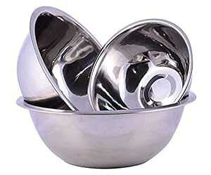 Cuissentials Stainless Steel Mixing Bowls Set of 3 Pieces Kitchen Polished Steel Prep Bowl, Size 3/4 Qt, 1.5 Qt, 3 Qt.