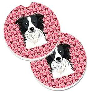 Caroline's Treasures BB5311CARC Border Collie Set of 2 Cup Holder Car Coasters Absorbent Sandstone Coasters for Car Cup Holders Gifts for Men or Women, Large, Multicolor