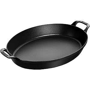 Staub Cast Iron 14.5-inch X 11.2-inch Oval Baking Dish - Matte Black, Made in France