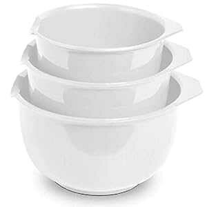 Glad ~LVO{E t 3Zbg lXg݌vɂXy[Xߖ ~߁ABPAt[AH􂢋@Ή Lb`ƃx[LOpiAzCg Glad Mixing Bowls with Pour Spout, Set o