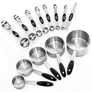 EDELIN vʃJbvƎCvʃXv[ZbgAXeXX`[ 5 Jbv 7 Xv[ 1 x EDELIN Measuring Cups and Magnetic Measuring Spoons Set, Stainless Steel 5 Cups and 7 Spoons and 1 Levele