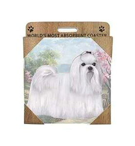}^hNR[X^[ (2) E&S Pets Maltese Tabletop Drink Coaster (2)