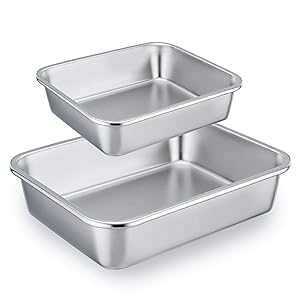 TeamFar UjAp 2 ZbgAuEj[p `P[Lp XeXX`[Aϋv&NAȒP&H􂢋@ΉA\-13 & 10C` TeamFar Lasagna Pan Set of 2, Brownie