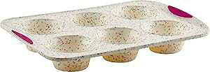 gh[\zCg6JbvW{}tBpVRϔMM Trudeau Structure White Confetti Reinforced 6 Cup Jumbo Muffin Pan Silicone Bakeware