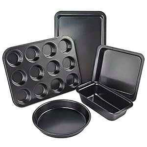 etH̑ϔMMZbgA5̑ϔMMɂ̓NbL[V[gA[tpAXNGApAEhP[LpA12Jbv}tBp܂܂܂ Turbo Bee Nonstick Bakeware Set, 5 Pcs Bakeware Inc