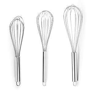 Fox Run 5830 Set of 3 Stainless Steel Wire Balloon Whisks, 8", 10" and 12-Inch