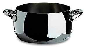 Alessi, MAMI, Casserole with two handles in 18/10 stainless steel mirror polished,1 qt 23 oz