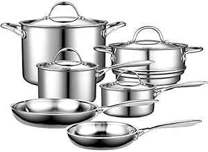 Cooks WwNbhXeXX`[Zbg 10 _ Cooks Standard 10-Piece Multi-Ply Clad Stainless Steel Cookware Set