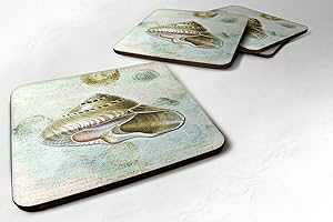 Caroline's Treasures VFtH[R[X^[ (4 Zbg)A 3.5 C` x  3.5 C`A}`J[ Caroline's Treasures Shells Foam Coasters (Set of 4), 3.5" H x 3.5" W, Multicolor