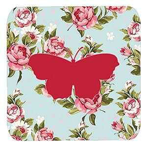 Caroline's Treasures o^tC Vr[VbN u[[Y tH[R[X^[ (4Zbg) 3.5C` x 3.5C` }`J[ Caroline's Treasures Butterfly Shabby Chic Blue Roses Foam Coasters (Set of 4)