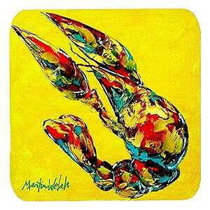 Caroline's Treasures Crawfish Lemon Juice Foam Coasters (Set of 4), 3.5" H x 3.5" W, Multicolor