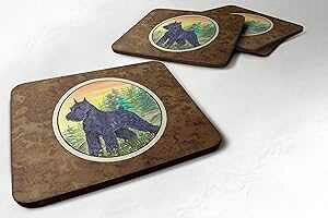 Caroline's Treasures ViEU[ tH[R[X^[ (4 Zbg)A 3.5 C` x  3.5 C`A}`J[ Caroline's Treasures Schnauzer Foam Coasters (Set of 4), 3.5" H x 3.5" W, Multicolor